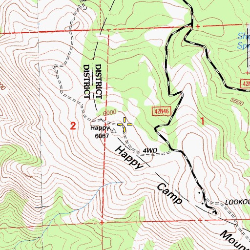 Topographic Map of Happy Camp Mountain, CA