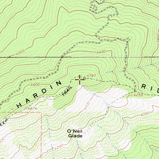 Topographic Map of Hardin Ridge, CA