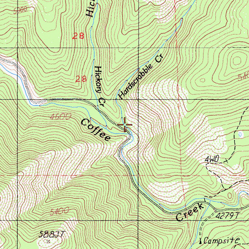 Topographic Map of Hardscrabble Creek, CA