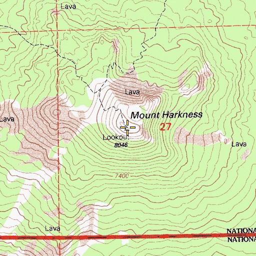 Topographic Map of Mount Harkness, CA