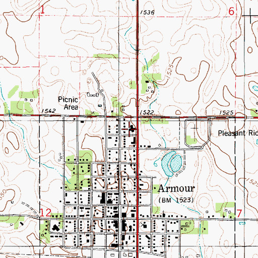 Topographic Map of Douglas County Memorial Hospital, SD