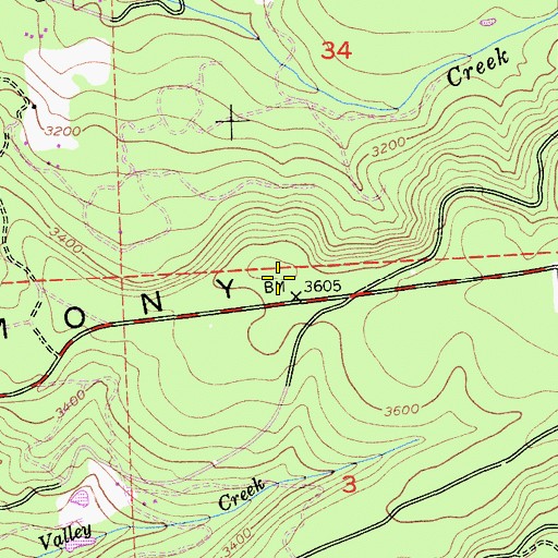 Topographic Map of Harmony Ridge, CA