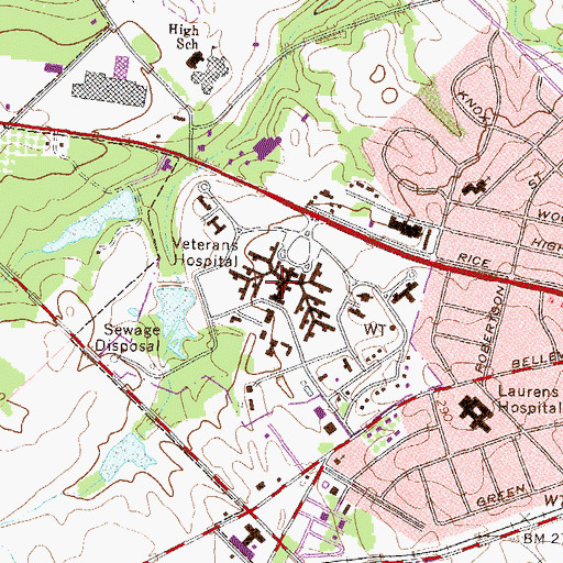 Topographic Map of Carl Vinson Veterans Affairs Medical Center, GA