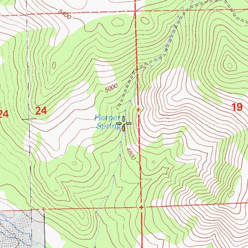Topographic Map of Harper Spring, CA