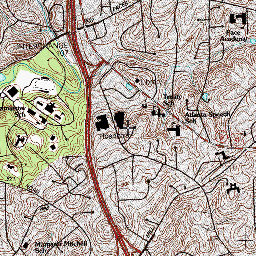 Topographic Map of Columbia Metropolitan Hospital, GA