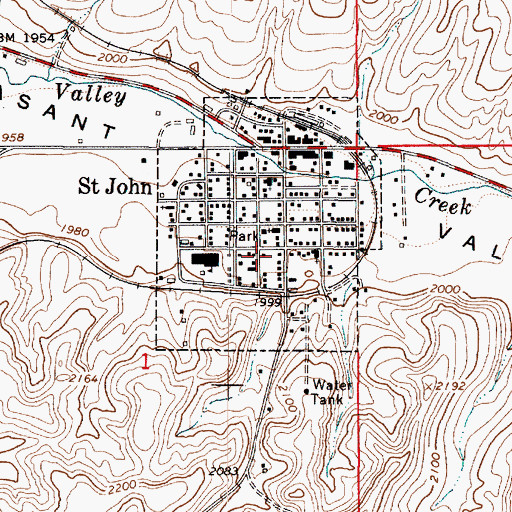 Topographic Map of Saint John - Endicott High School, WA