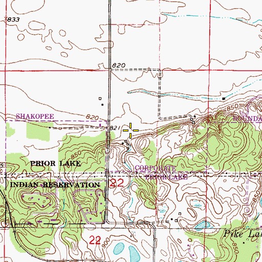 Topographic Map of East Village, MN