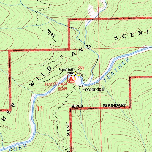 Topographic Map of Hartman Bar, CA