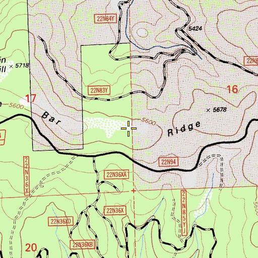 Topographic Map of Hartman Bar Ridge, CA