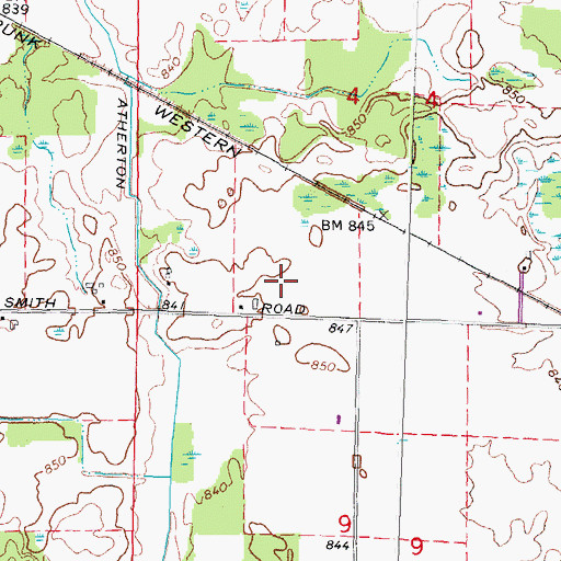 Topographic Map of Atherton Cemetery, MI