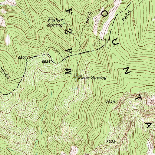 Topographic Map of Bear Spring, AZ