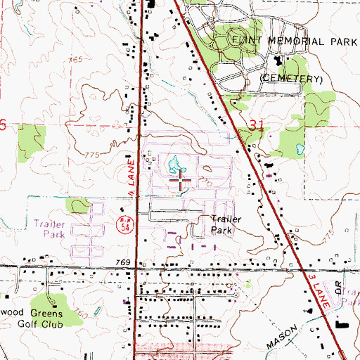 Topographic Map of North Morris Estates Mobile Home Park, MI