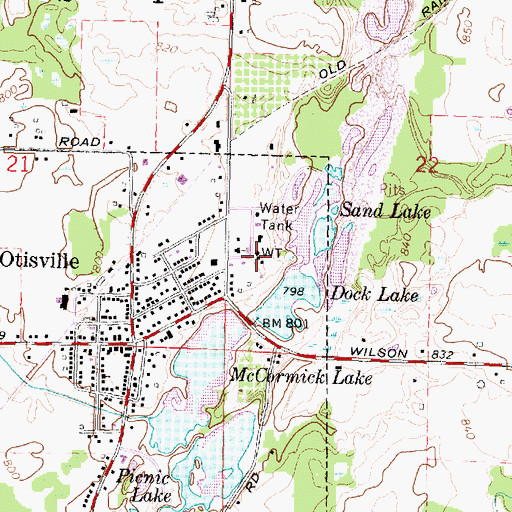 Topographic Map of Otisville Police Department, MI
