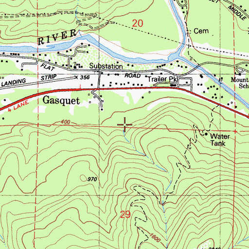 Topographic Map of Gasquet Census Designated Place, CA