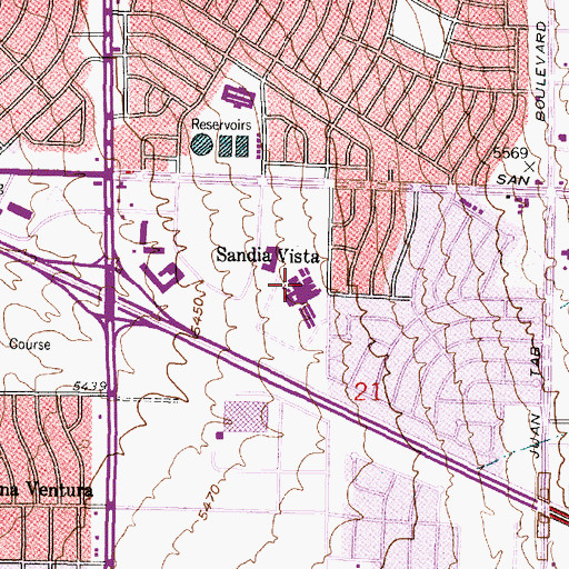 Topographic Map of Kennedy Middle School, NM