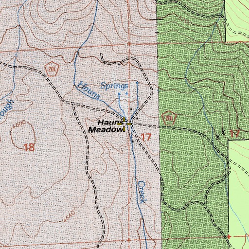Topographic Map of Hauns Meadow, CA