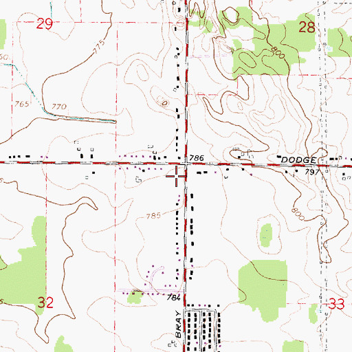 Topographic Map of Bray Road Baptist Church, MI