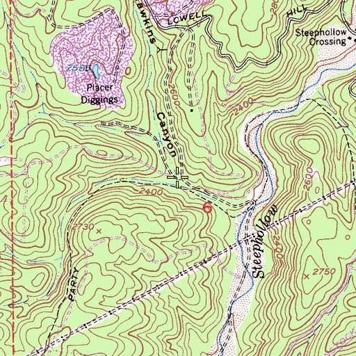 Topographic Map of Hawkins Canyon, CA