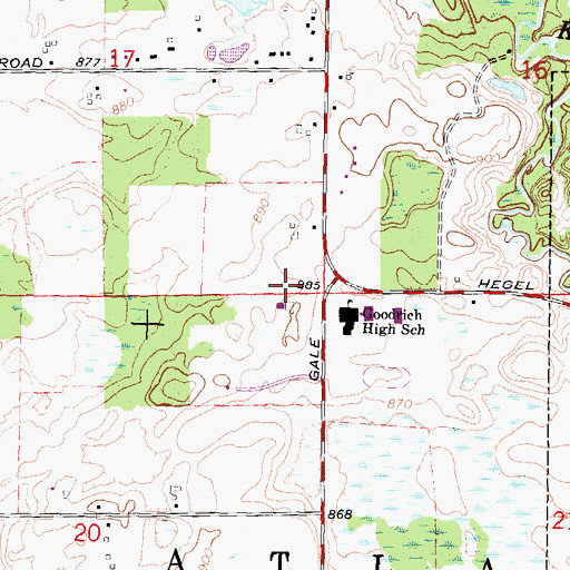 Topographic Map of Oaktree Elementary School, MI
