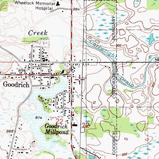 Topographic Map of Goodrich United Methodist Church, MI