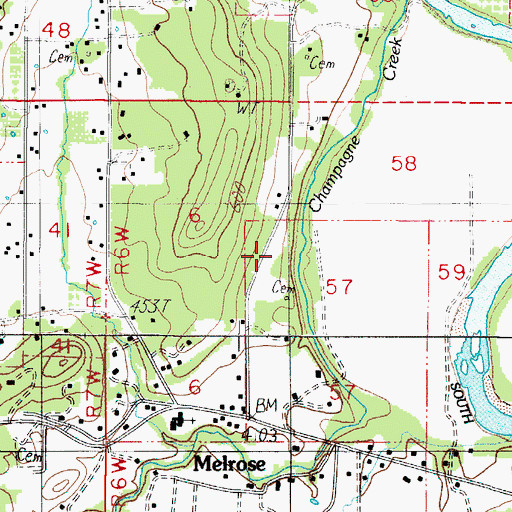 Topographic Map of Melrose Census Designated Place, OR