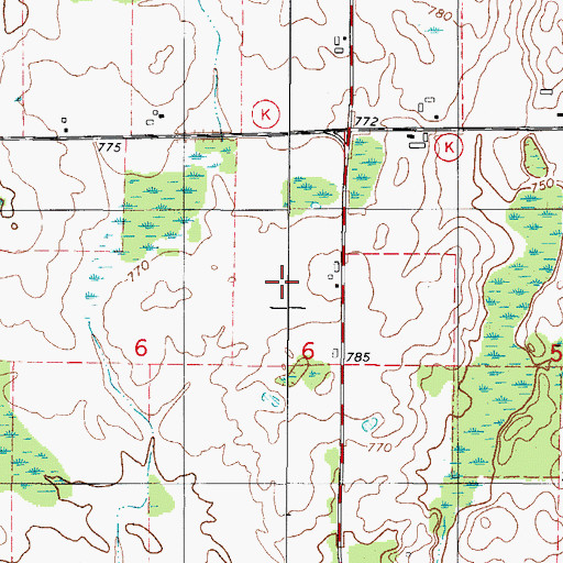 Topographic Map of Hallet Dairy Farm, WI