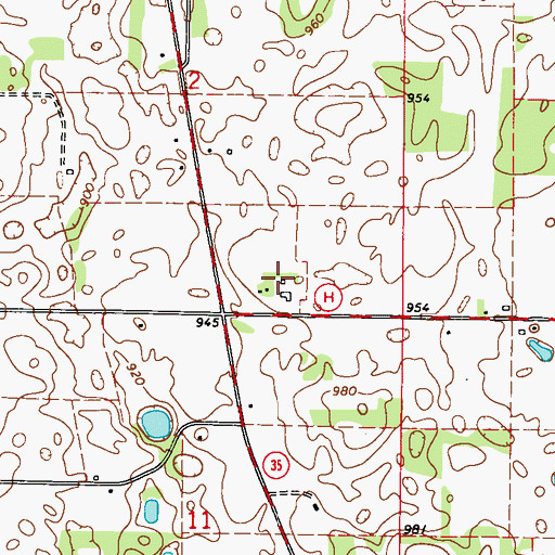 Topographic Map of Traisers Homestead Farm, WI