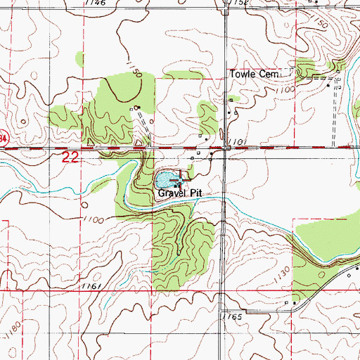 Topographic Map of Hibnes Quarry, IA