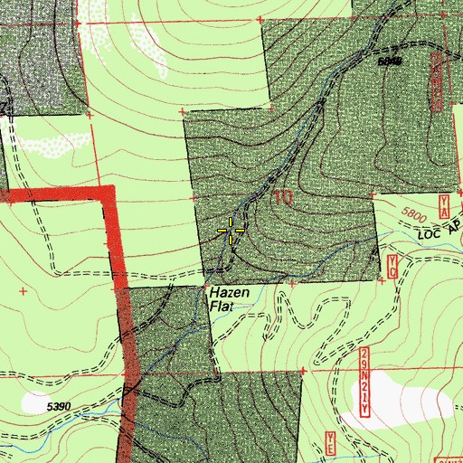 Topographic Map of Hazen Flat, CA