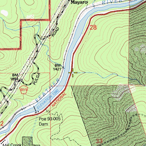 Topographic Map of Heinz Creek, CA