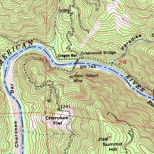 Topographic Map of Heinz Gilbert Mine, CA
