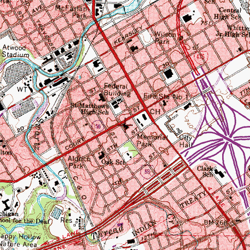 Topographic Map of Court Street United Methodist Church, MI