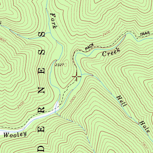 Topographic Map of Hell Hole Creek, CA