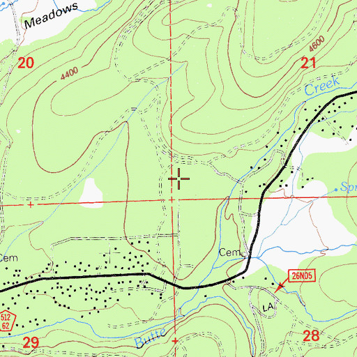 Topographic Map of Butte Meadows Census Designated Place, CA