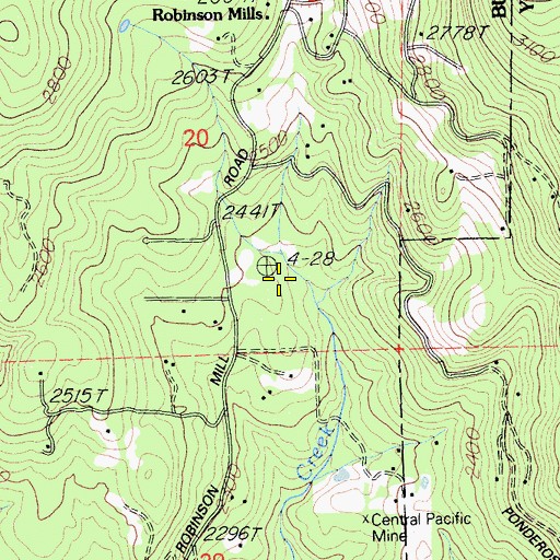 Topographic Map of Robinson Mill Census Designated Place, CA