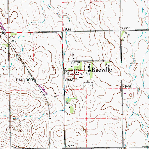 Topographic Map of Raeville Census Designated Place, NE