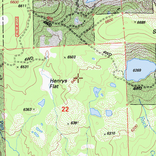Topographic Map of Henrys Flat, CA
