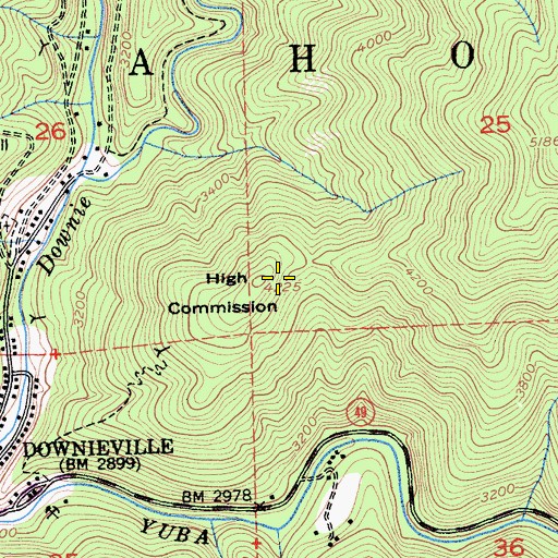 Topographic Map of High Commission, CA