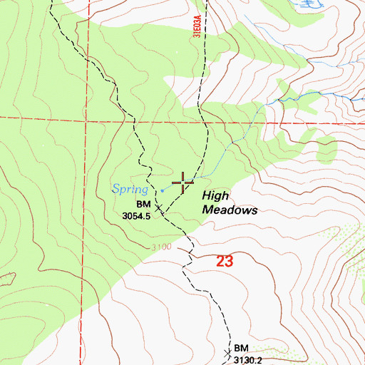 Topographic Map of High Meadows, CA