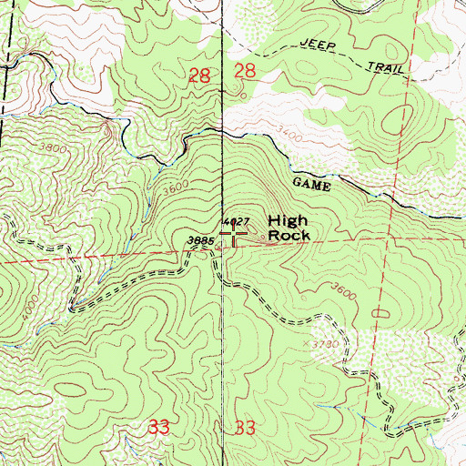 Topographic Map of High Rock, CA