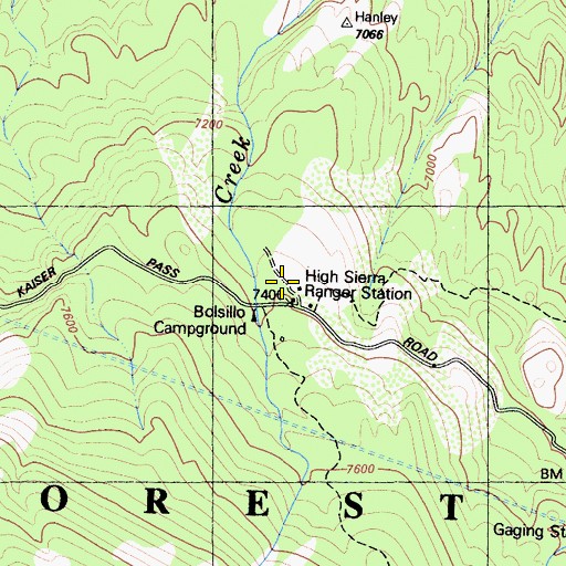 Topographic Map of High Sierra Ranger Station, CA