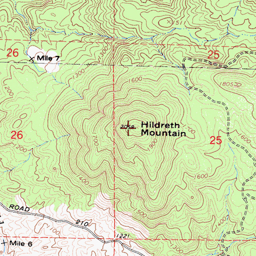 Topographic Map of Hildreth Mountain, CA