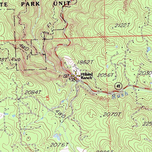 Topographic Map of Hilliard Ranch, CA