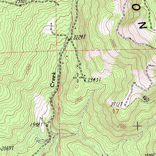 Topographic Map of Hinton Surnuf Mine, CA