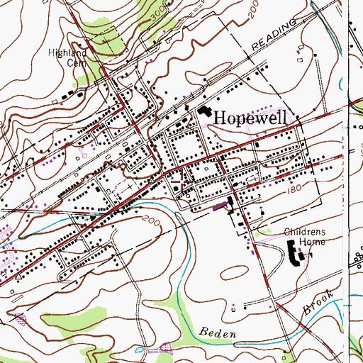 Topographic Map of Hopewell Fire Department and Emergency Medical Unit, NJ