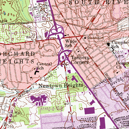 Topographic Map of East Brunswick Rescue Squad, NJ