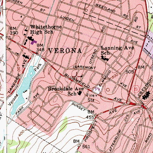 Topographic Map of Verona Rescue Squad, NJ