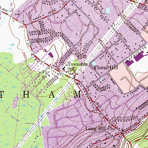 Topographic Map of Chatham Township Volunteer Fire Department Station 2, NJ