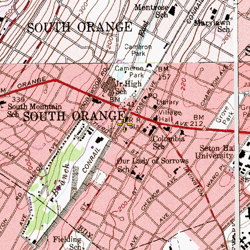 Topographic Map of South Orange Fire Department, NJ