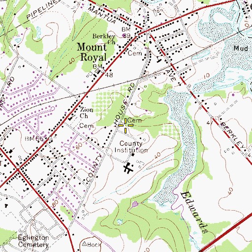 Topographic Map of Gloucester County Fire Academy, NJ